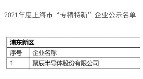 至尊国际半导体获评2021年度上海市经信委“专精特新”企业